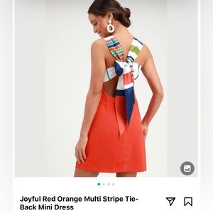 Lulu’s red orange striped mini dress size M. New without tags, never worn